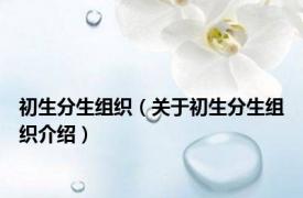 初生分生组织（关于初生分生组织介绍）