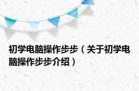 初学电脑操作步步（关于初学电脑操作步步介绍）