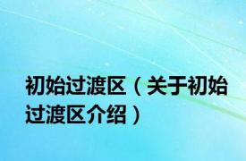 初始过渡区（关于初始过渡区介绍）