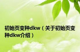 初始页变种dkw（关于初始页变种dkw介绍）