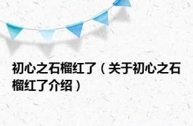 初心之石榴红了（关于初心之石榴红了介绍）