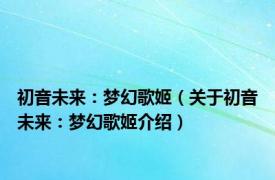 初音未来：梦幻歌姬（关于初音未来：梦幻歌姬介绍）