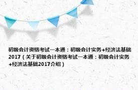 初级会计资格考试一本通：初级会计实务+经济法基础2017（关于初级会计资格考试一本通：初级会计实务+经济法基础2017介绍）