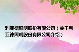 利亚德照明股份有限公司（关于利亚德照明股份有限公司介绍）