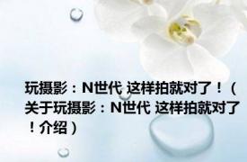 玩摄影：N世代 这样拍就对了！（关于玩摄影：N世代 这样拍就对了！介绍）