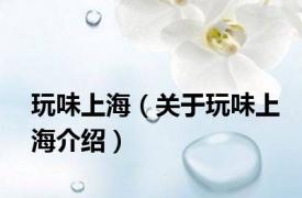 玩味上海（关于玩味上海介绍）