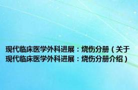 现代临床医学外科进展：烧伤分册（关于现代临床医学外科进展：烧伤分册介绍）