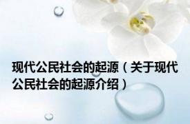 现代公民社会的起源（关于现代公民社会的起源介绍）