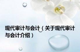 现代审计与会计（关于现代审计与会计介绍）