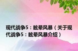 现代战争5：眩晕风暴（关于现代战争5：眩晕风暴介绍）