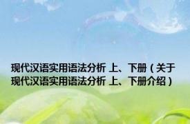 现代汉语实用语法分析 上、下册（关于现代汉语实用语法分析 上、下册介绍）