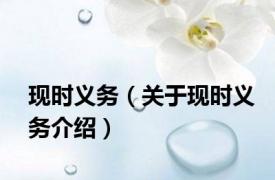 现时义务（关于现时义务介绍）