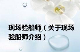 现场验船师（关于现场验船师介绍）