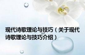 现代诗歌理论与技巧（关于现代诗歌理论与技巧介绍）