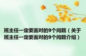 班主任一定要面对的9个问题（关于班主任一定要面对的9个问题介绍）