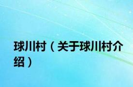 球川村（关于球川村介绍）