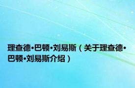 理查德·巴顿·刘易斯（关于理查德·巴顿·刘易斯介绍）