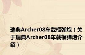 瑞典Archer08车载榴弹炮（关于瑞典Archer08车载榴弹炮介绍）