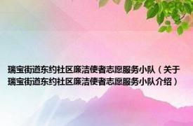 瑞宝街道东约社区廉洁使者志愿服务小队（关于瑞宝街道东约社区廉洁使者志愿服务小队介绍）