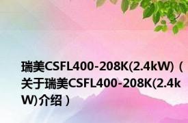 瑞美CSFL400-208K(2.4kW)（关于瑞美CSFL400-208K(2.4kW)介绍）