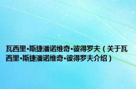 瓦西里·斯捷潘诺维奇·彼得罗夫（关于瓦西里·斯捷潘诺维奇·彼得罗夫介绍）