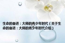 生命的奋进：大师的青少年时代（关于生命的奋进：大师的青少年时代介绍）