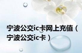 宁波公交ic卡网上充值（宁波公交ic卡）