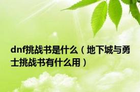 dnf挑战书是什么（地下城与勇士挑战书有什么用）