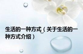 生活的一种方式（关于生活的一种方式介绍）