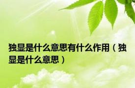 独显是什么意思有什么作用（独显是什么意思）