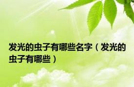 发光的虫子有哪些名字（发光的虫子有哪些）