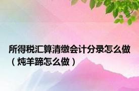 所得税汇算清缴会计分录怎么做（炖羊蹄怎么做）