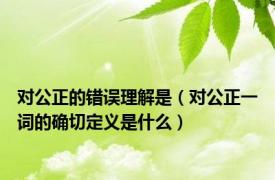 对公正的错误理解是（对公正一词的确切定义是什么）