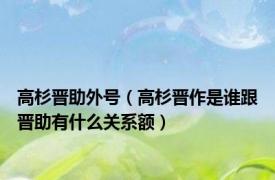 高杉晋助外号（高杉晋作是谁跟晋助有什么关系额）