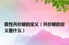 极性共价键的定义（共价键的定义是什么）