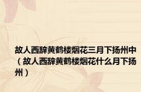 故人西辞黄鹤楼烟花三月下扬州中（故人西辞黄鹤楼烟花什么月下扬州）