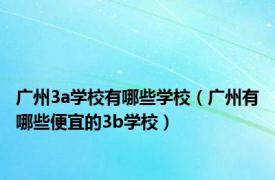 广州3a学校有哪些学校（广州有哪些便宜的3b学校）