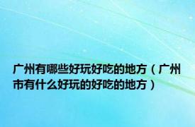 广州有哪些好玩好吃的地方（广州市有什么好玩的好吃的地方）