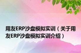 用友ERP沙盘模拟实训（关于用友ERP沙盘模拟实训介绍）