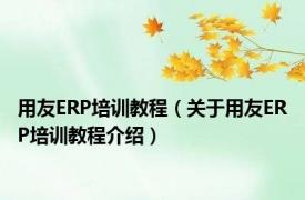 用友ERP培训教程（关于用友ERP培训教程介绍）