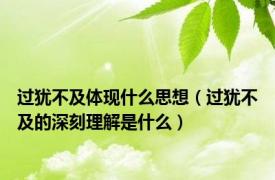 过犹不及体现什么思想（过犹不及的深刻理解是什么）