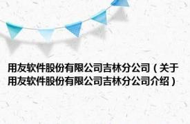 用友软件股份有限公司吉林分公司（关于用友软件股份有限公司吉林分公司介绍）