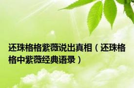 还珠格格紫薇说出真相（还珠格格中紫薇经典语录）