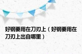 好钢要用在刀刃上（好钢要用在刀刃上出自哪里）