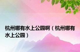 杭州哪有水上公园啊（杭州哪有水上公园）