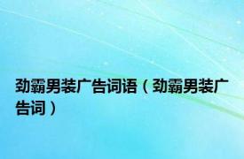 劲霸男装广告词语（劲霸男装广告词）