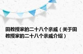 田教授家的二十八个亲戚（关于田教授家的二十八个亲戚介绍）