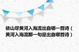 依山尽黄河入海流出自哪一首诗（黄河入海流那一句是出自哪首诗）