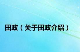 田政（关于田政介绍）