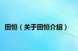 田恒（关于田恒介绍）